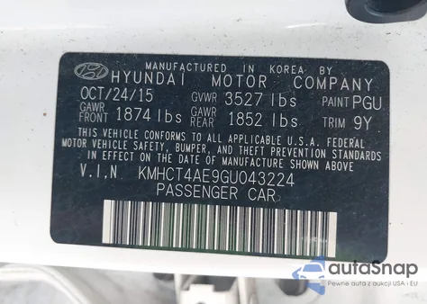 2016 Hyundai Accent Se из США, поврежденный, VIN KMHCT4AE9GU043224
